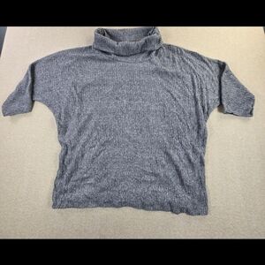 Olivia Blu Gray Ribbed Turtleneck Sweater Womens 3X Short Sleeve Stretch